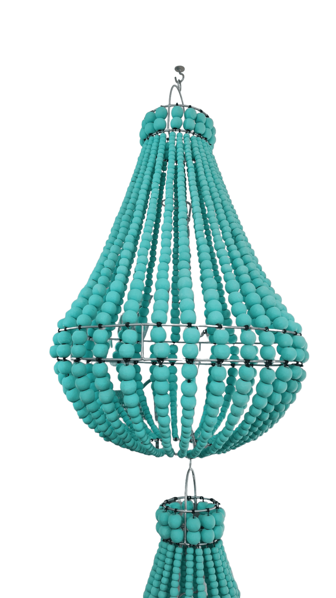 lampadario palline legno  medio verde acqua
