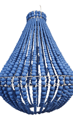Lampadario Palline Legno Blu Artigianale Bali | Illuminazione Casa