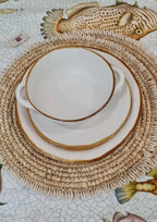 Placemat Tondo in Rafia con Conchiglie Cyprea – Ø35 cm Artigianale