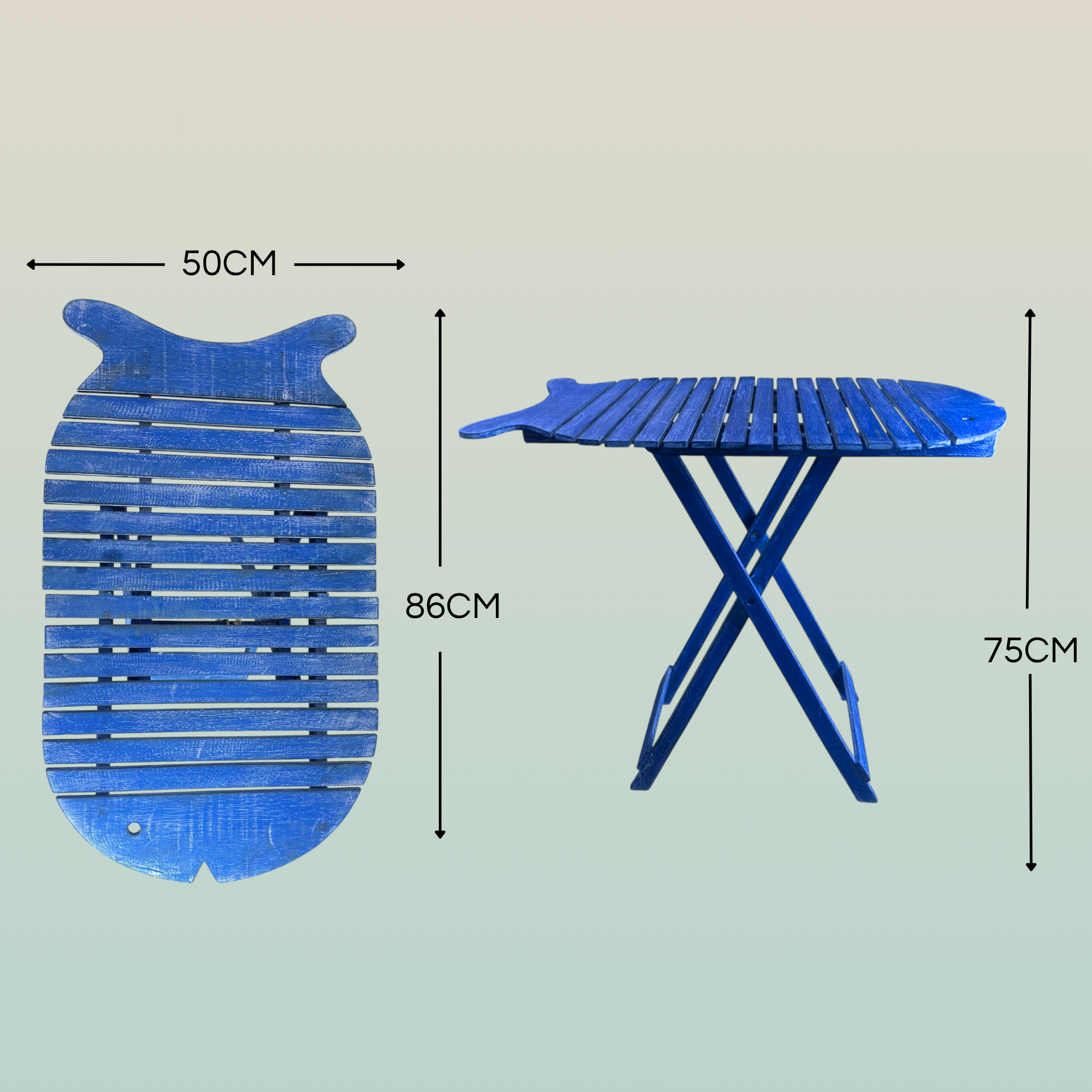 Tavolo Pesce Pieghevole Alto – Design Marino Artigianale