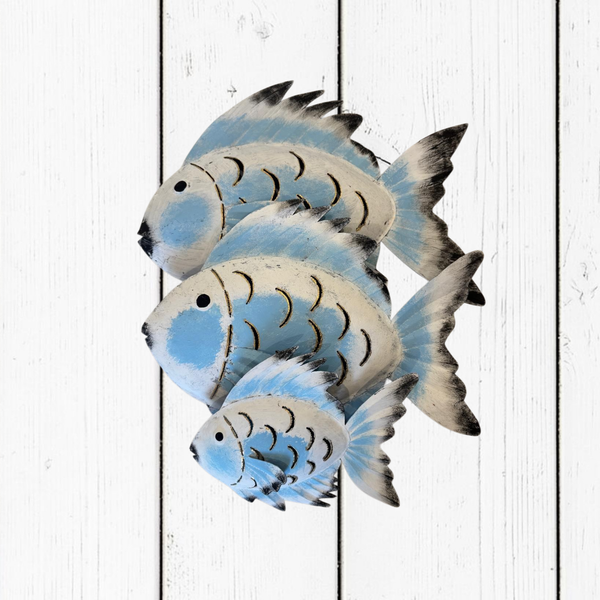 Pesce Decorativo in Ferro Battuto – Stile Tropicale azzurro Pastello | Arredo Parete