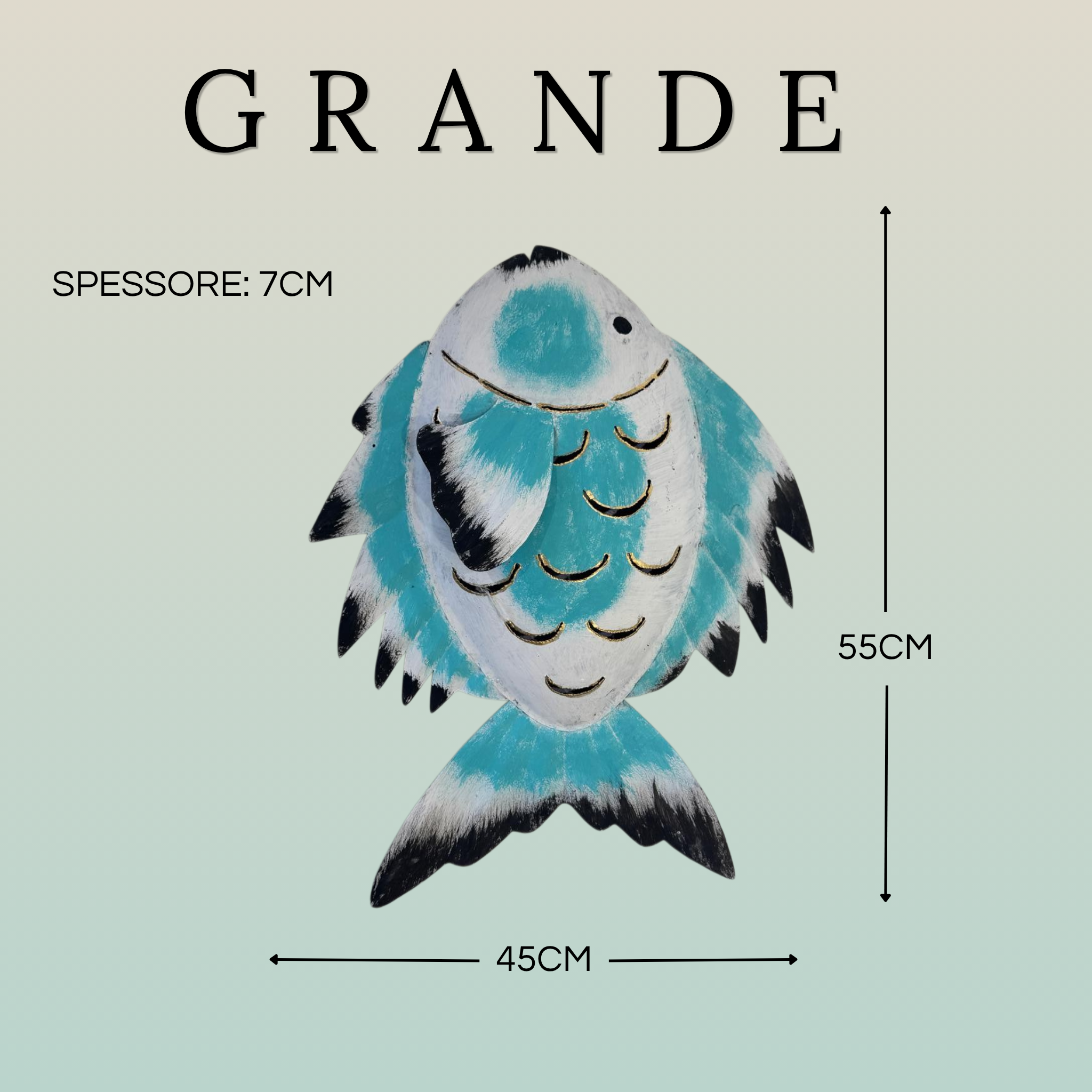 Pesce Decorativo in Ferro Battuto – Stile Tropicale azzurro Pastello | Arredo Parete