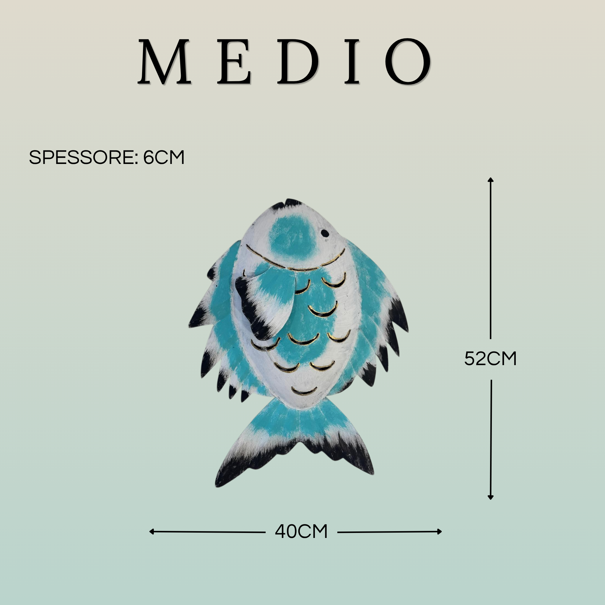 Pesce Decorativo in Ferro Battuto – Stile Tropicale azzurro Pastello | Arredo Parete