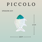 Pesce Decorativo in Ferro Battuto Verde Tiffany e Bianco | Collezione Tropicale