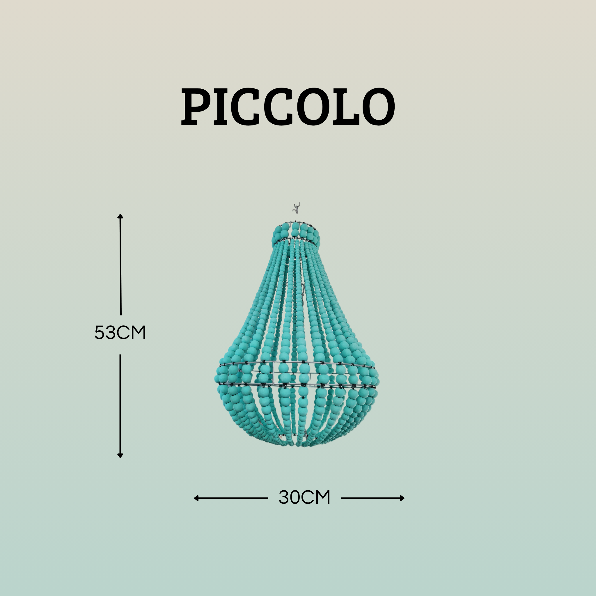 Lampadario Palline Legno Verde Acqua Artigianale Bali | Illuminazione Casa