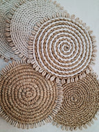 Placemat Tondo in Giunco con Conchiglie Cyprea – Ø35 cm Artigianale