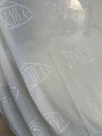 Tenda Voile Cotone Bianca Pesci Stilizzati 150x300 cm