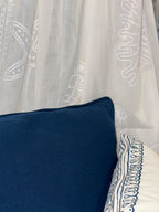 Telo Blu Conchiglie Bianche in Cotone | Copriletto e Copridivano 180x270 / 270x270