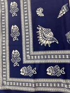 Telo Blu Conchiglie Bianche in Cotone | Copriletto e Copridivano 180x270 / 270x270