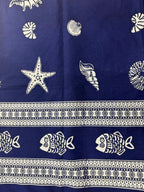 Telo Blu Conchiglie Bianche in Cotone | Copriletto e Copridivano 180x270 / 270x270