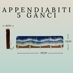 Appendiabiti Legno e Resina con 5 Ganci in Ferro