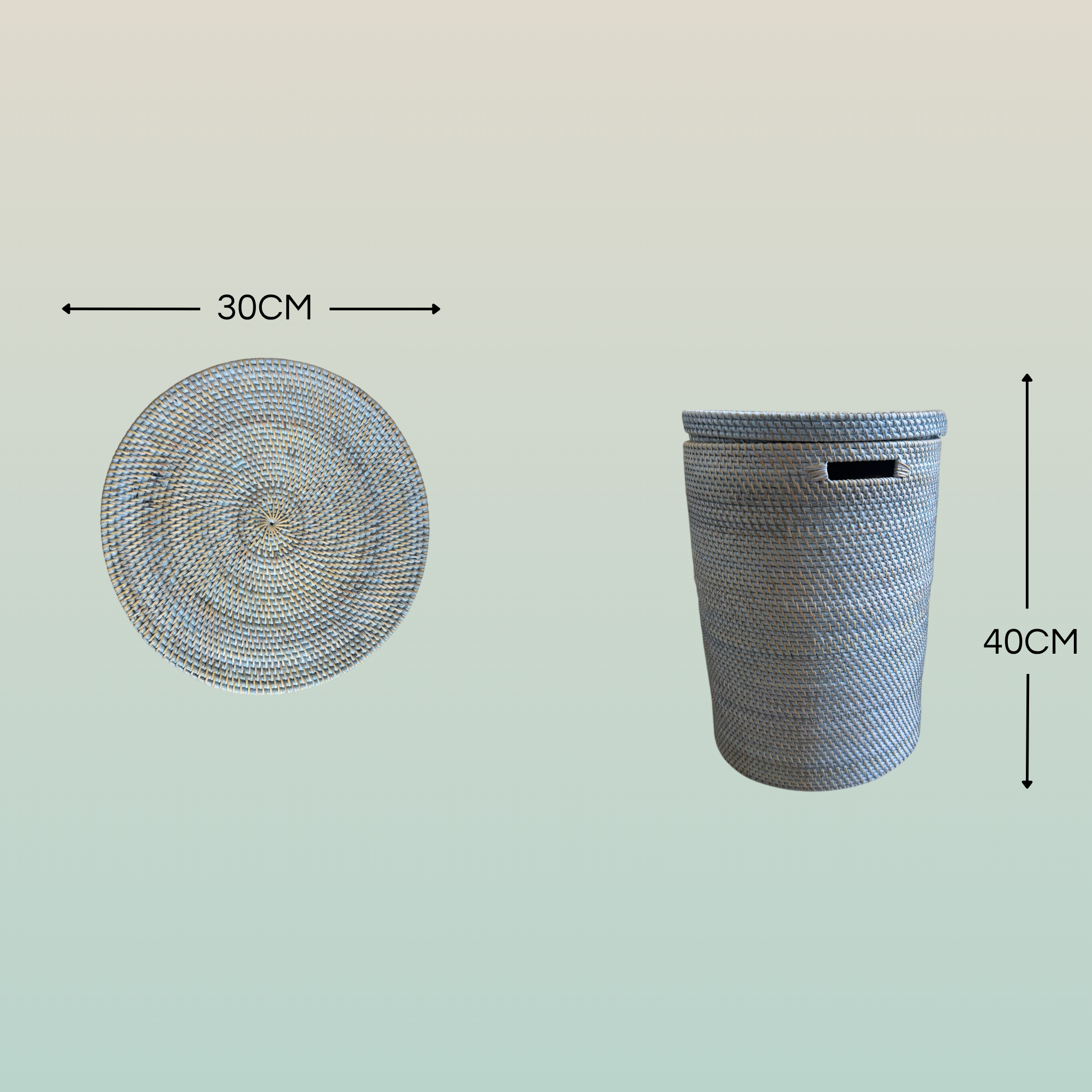 Portabiancheria in Rattan Tondo  – Cesto Biancheria con Coperchio