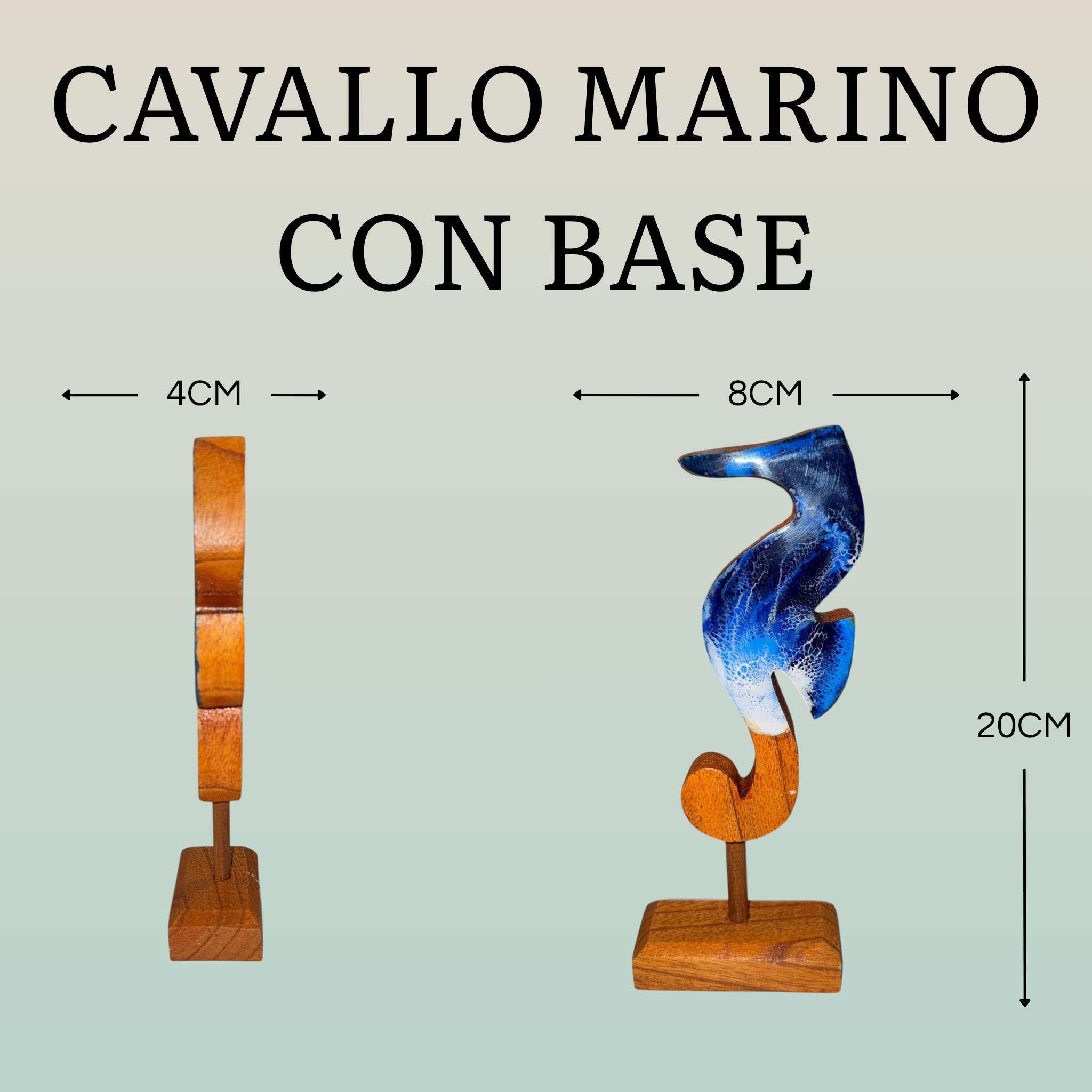 Figure Marine in Legno e Resina Epossidica con Base – Soprammobile