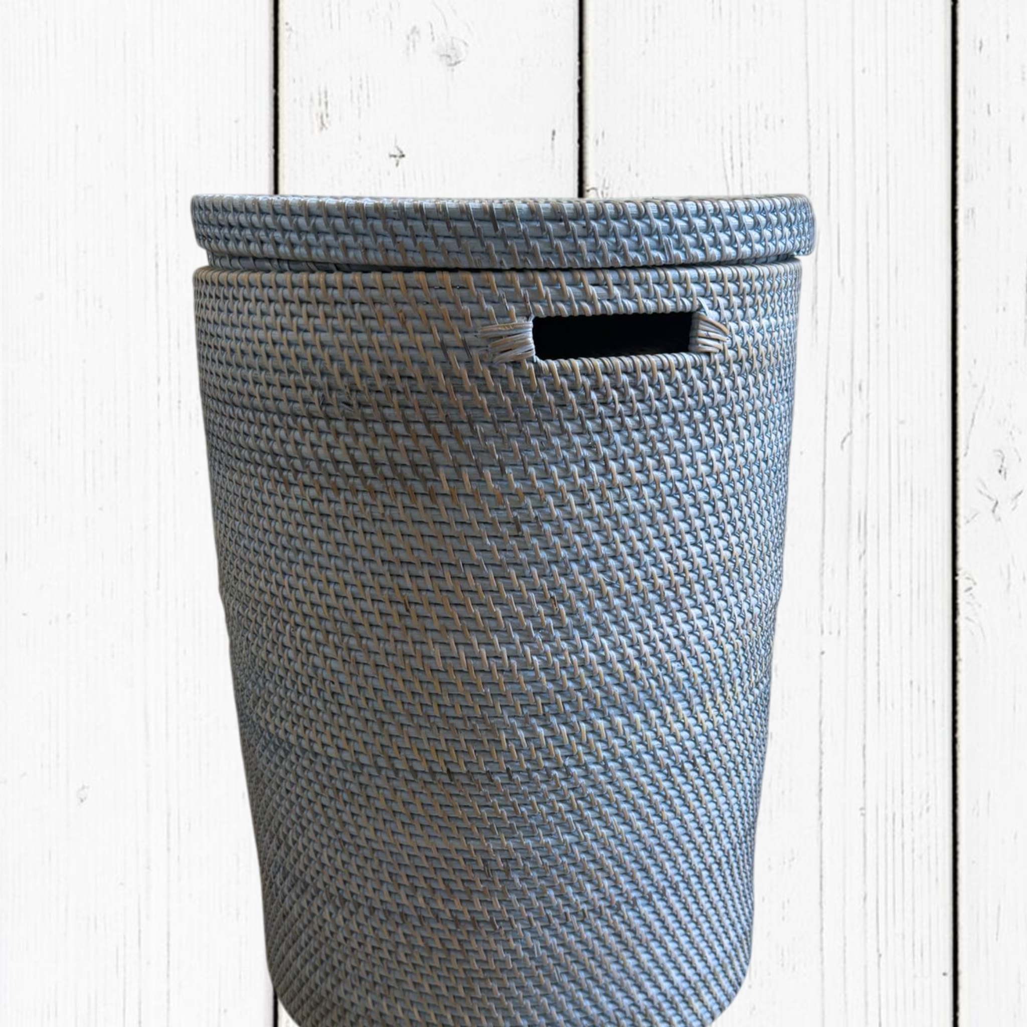 Portabiancheria in Rattan Tondo  – Cesto Biancheria con Coperchio