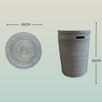 Portabiancheria in Rattan Tondo  – Cesto Biancheria con Coperchio