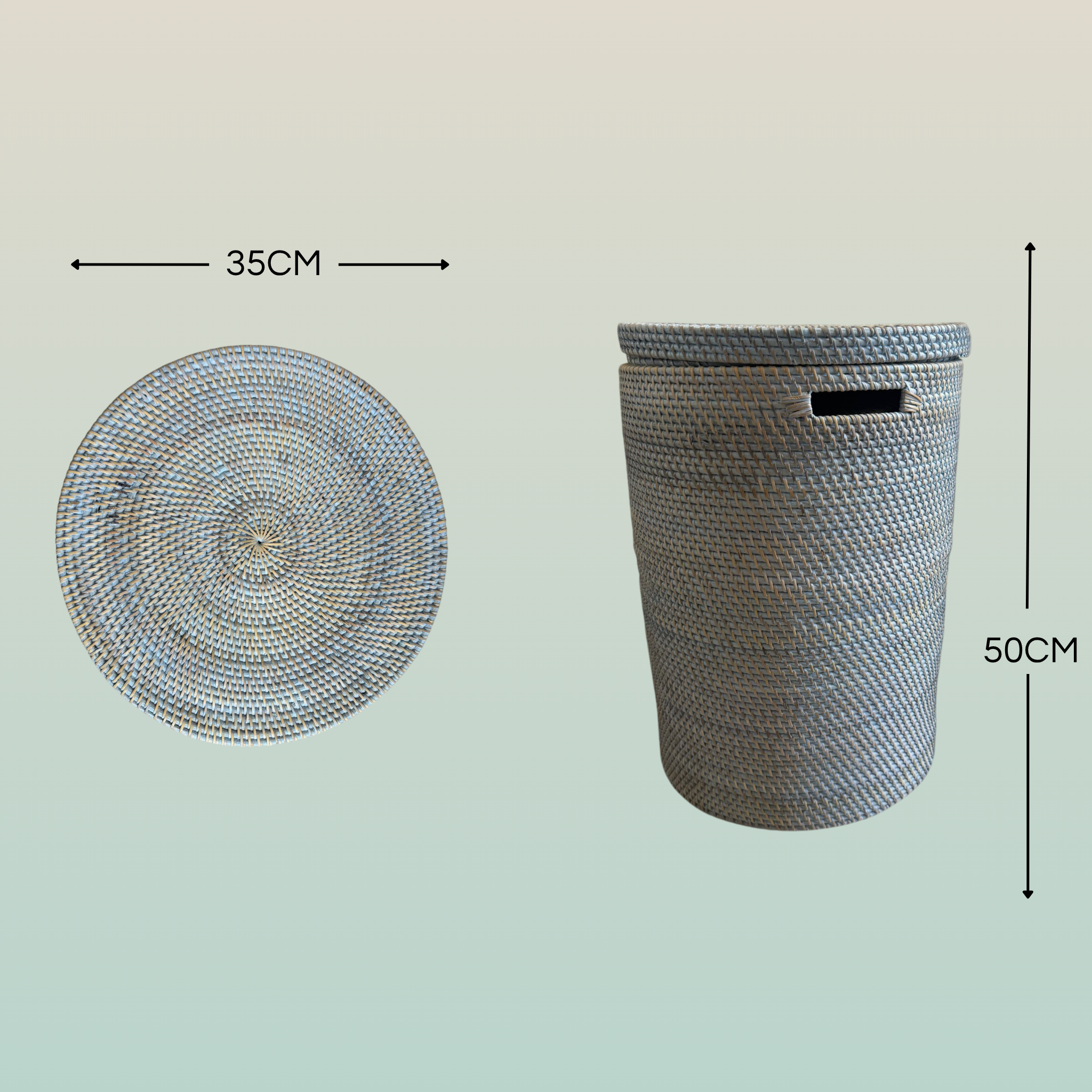 Portabiancheria in Rattan Tondo  – Cesto Biancheria con Coperchio