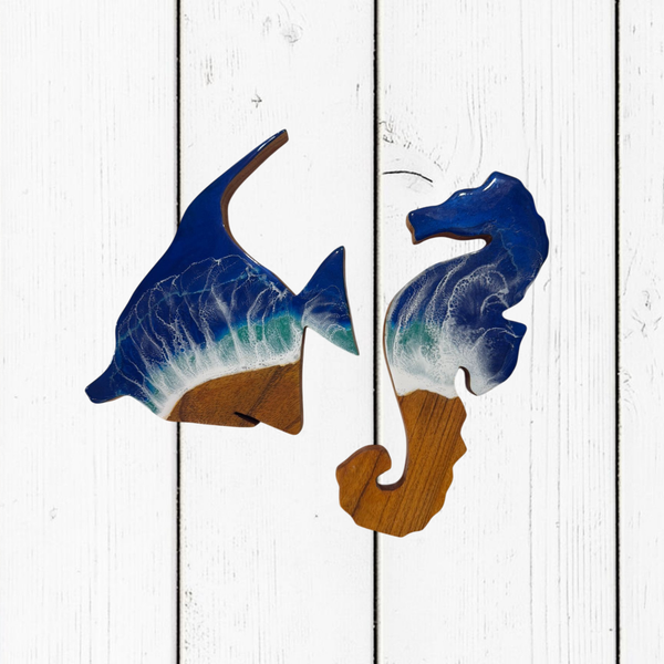 Figure Marine in Legno e Resina Epossidica con Gancetto