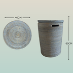 Portabiancheria in Rattan Tondo  – Cesto Biancheria con Coperchio
