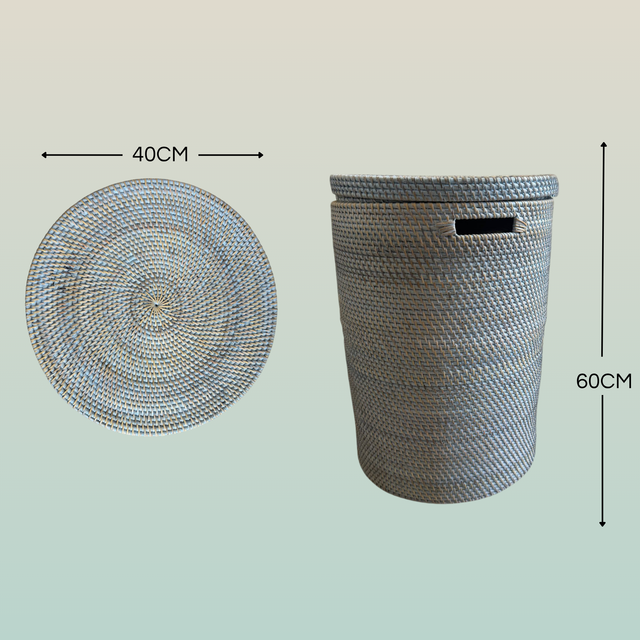 Portabiancheria in Rattan Tondo  – Cesto Biancheria con Coperchio