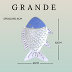 Pesce Decorativo in Ferro Battuto Celeste e Bianco | Collezione Tropicale