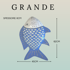 Pesce Decorativo in Ferro Battuto Celeste e Bianco | Collezione Tropicale