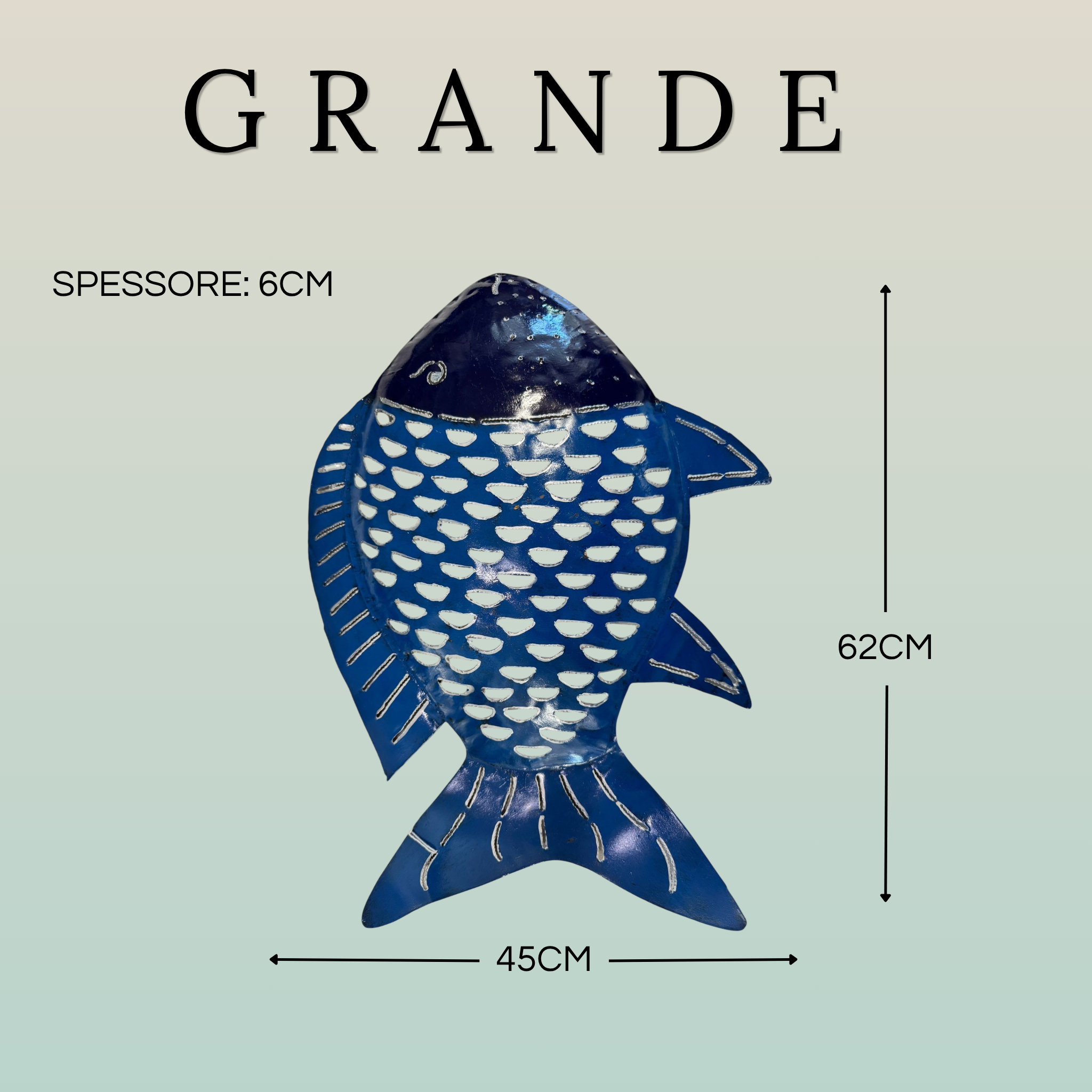 Pesce Decorativo in Ferro Battuto Blu Scuro e Azzurro | Collezione Tropicale