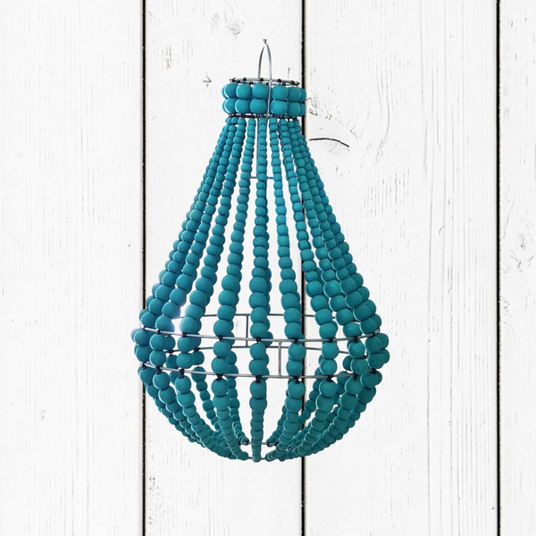Lampadario Palline Legno Turchese Verde Tiffany Artigianale Bali | Illuminazione Casa
