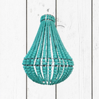 Lampadario Palline Legno Verde Acqua Artigianale Bali | Illuminazione Casa