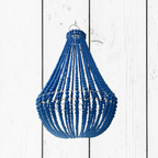 Lampadario Palline Legno Blu Artigianale Bali | Illuminazione Casa
