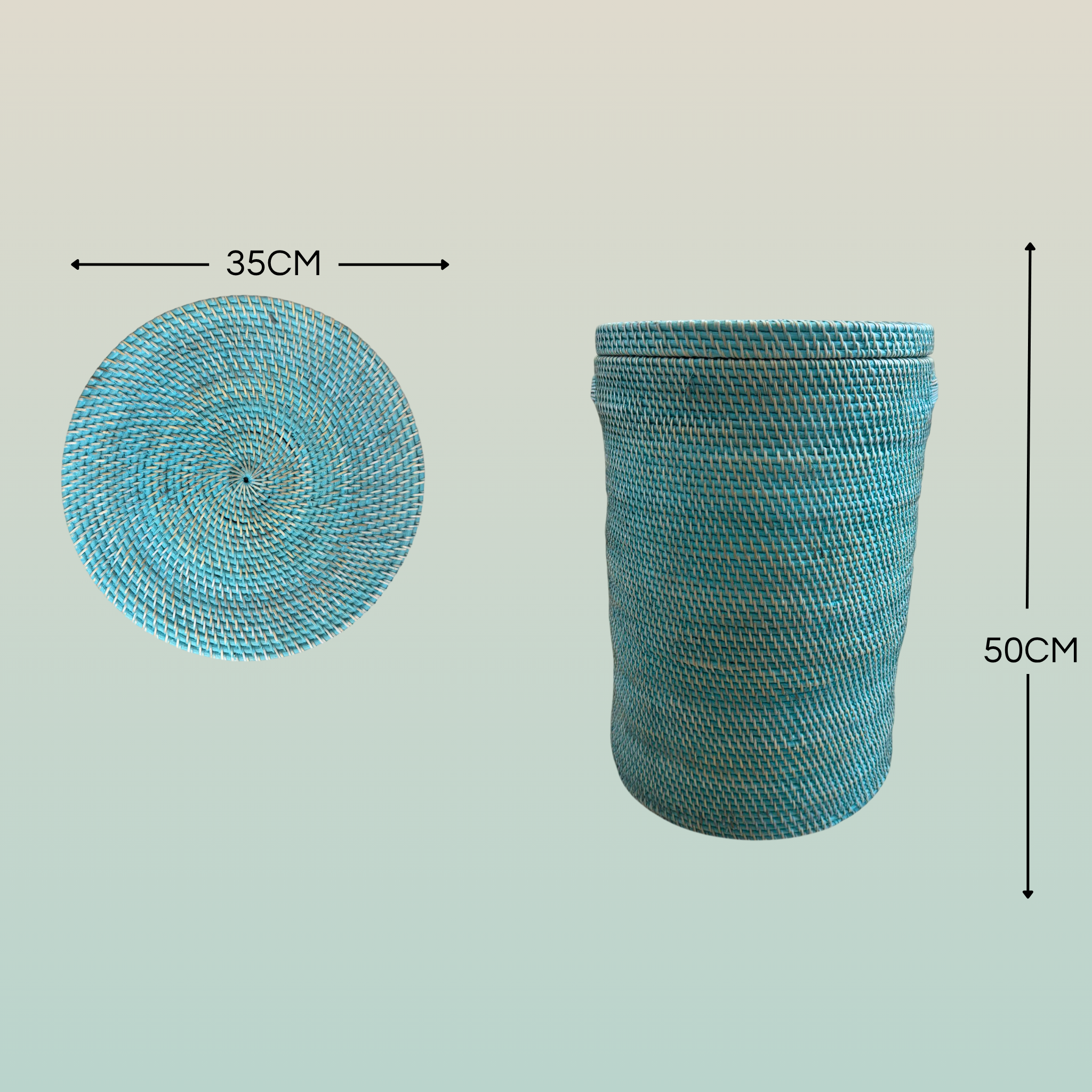 Portabiancheria in Rattan Tondo  – Cesto Biancheria con Coperchio