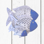 Pesce Decorativo in Ferro Battuto Celeste e Bianco | Collezione Tropicale