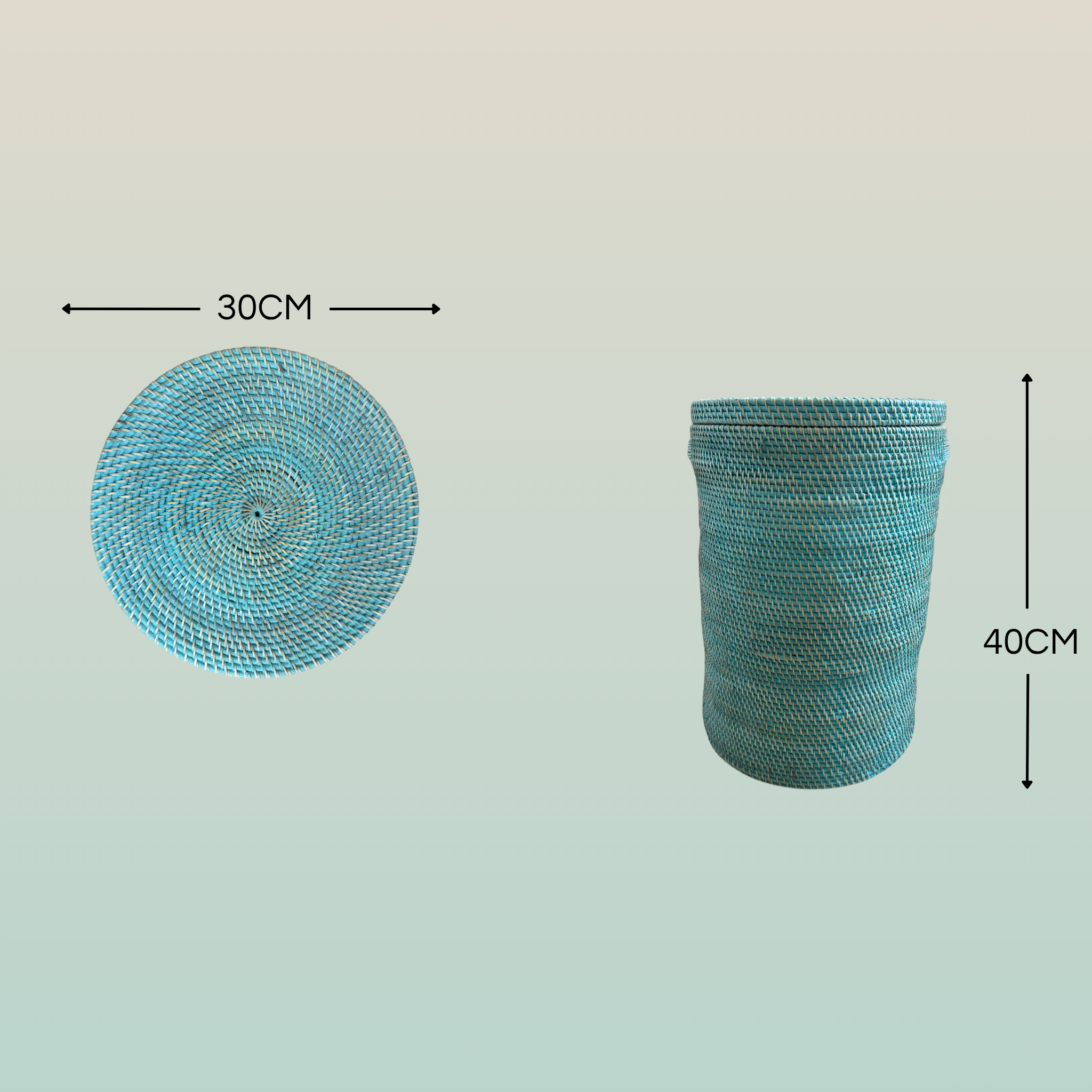 Portabiancheria in Rattan Tondo  – Cesto Biancheria con Coperchio
