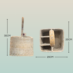 Portaposate Quadrato in Rattan – Artigianale Lombok | 20x20x30H cm