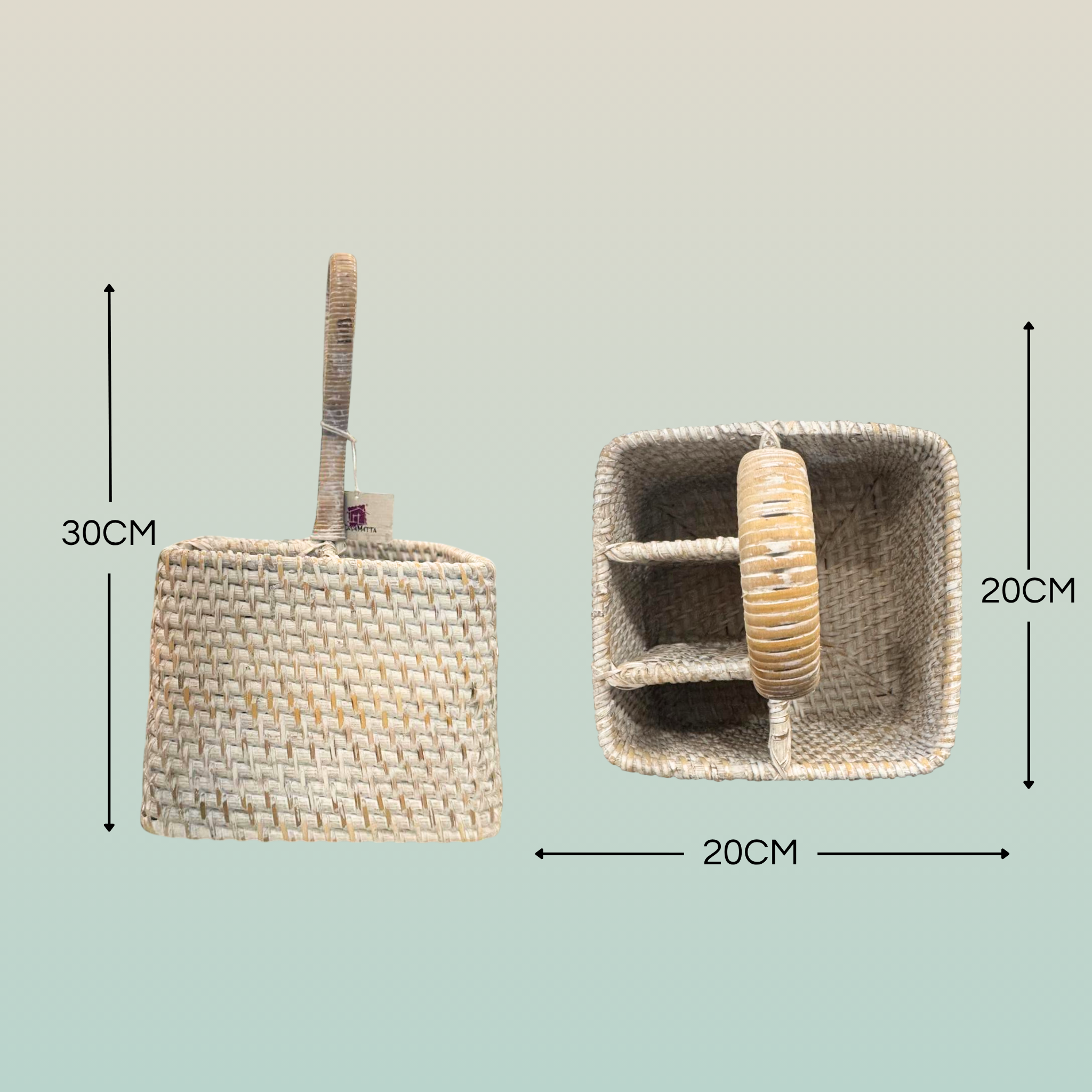 Portaposate Quadrato in Rattan – Artigianale Lombok | 20x20x30H cm
