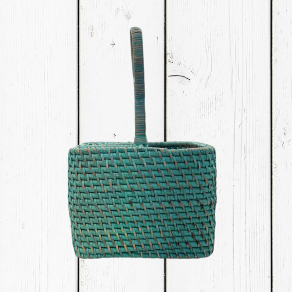 Portaposate Quadrato in Rattan – Artigianale Lombok | 20x20x30H cm