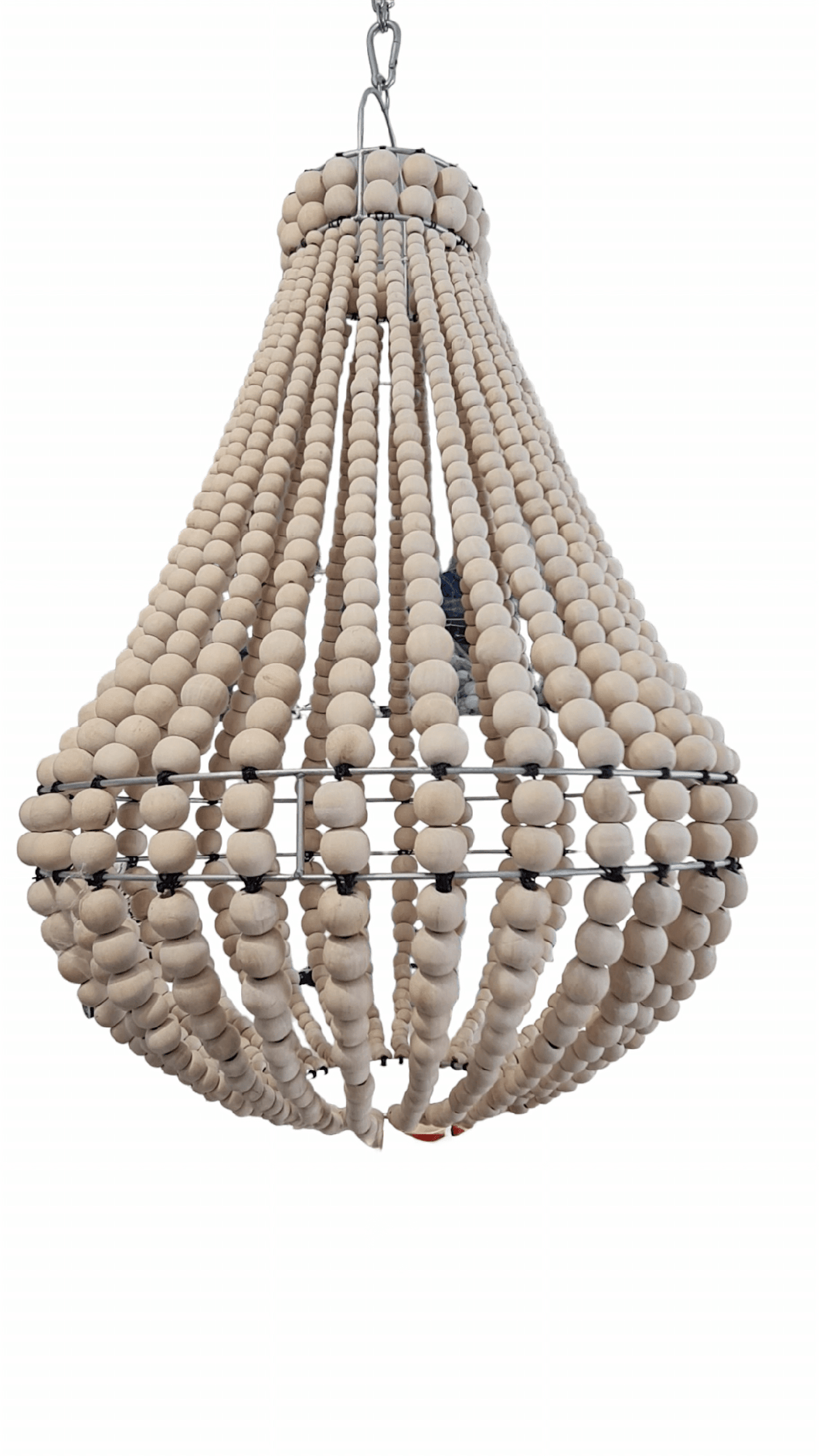 lampadario palline legno  grande naturale