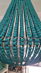 Lampadario Palline Legno Turchese Verde Tiffany Artigianale Bali | Illuminazione Casa