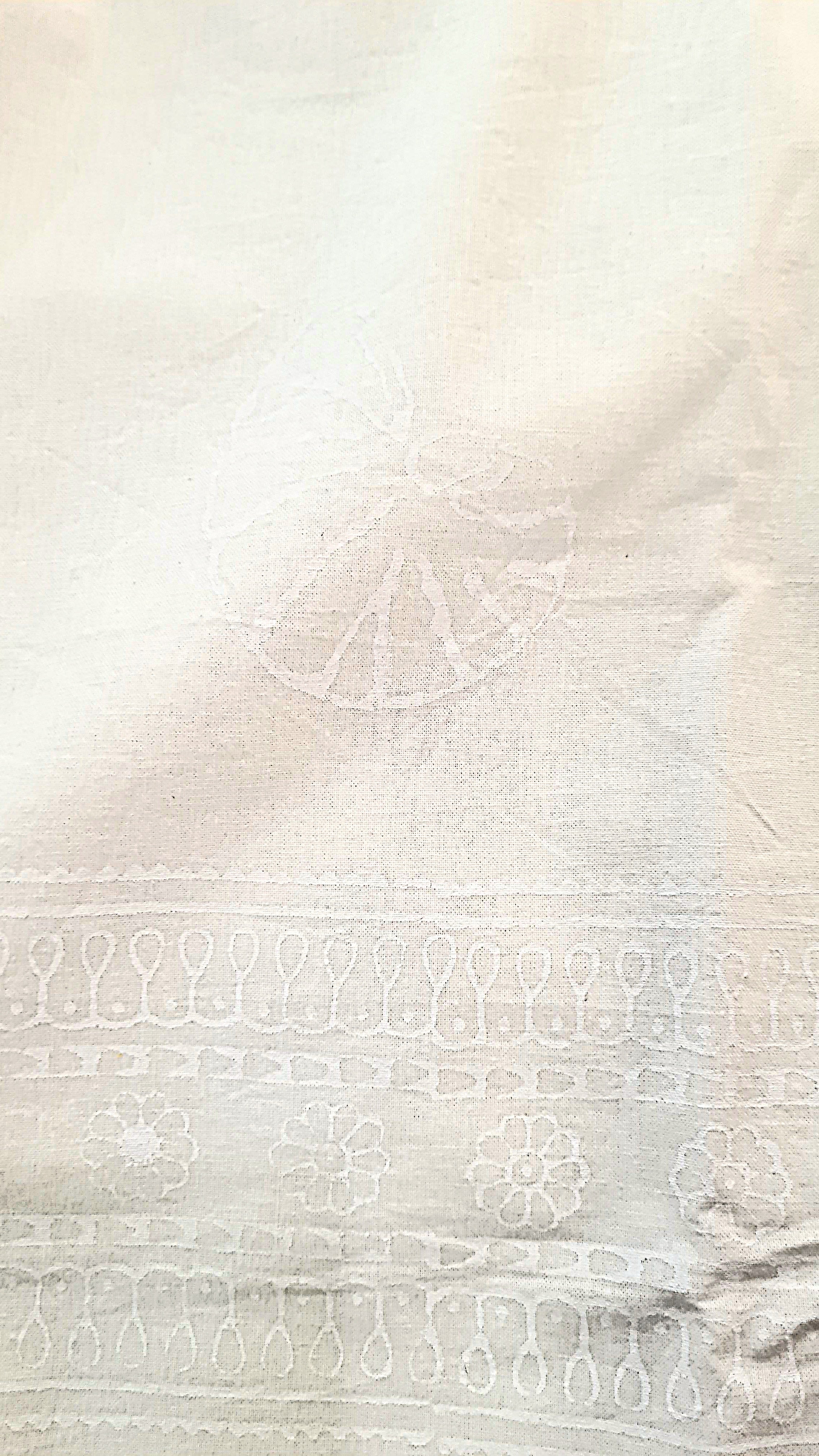 Telo matrimoniale ecru conchiglie bianche