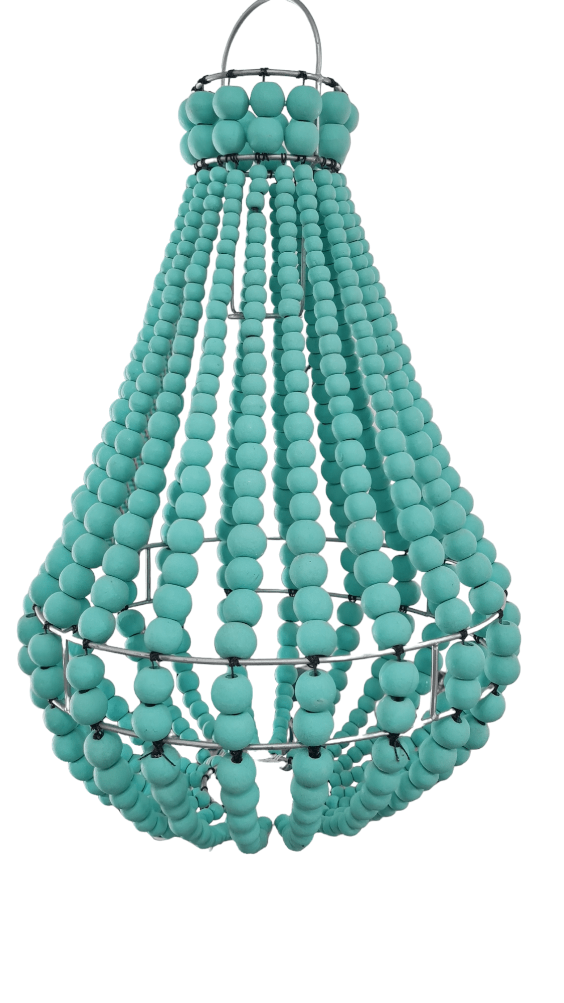 lampadario palline legno verde acqua piccolo