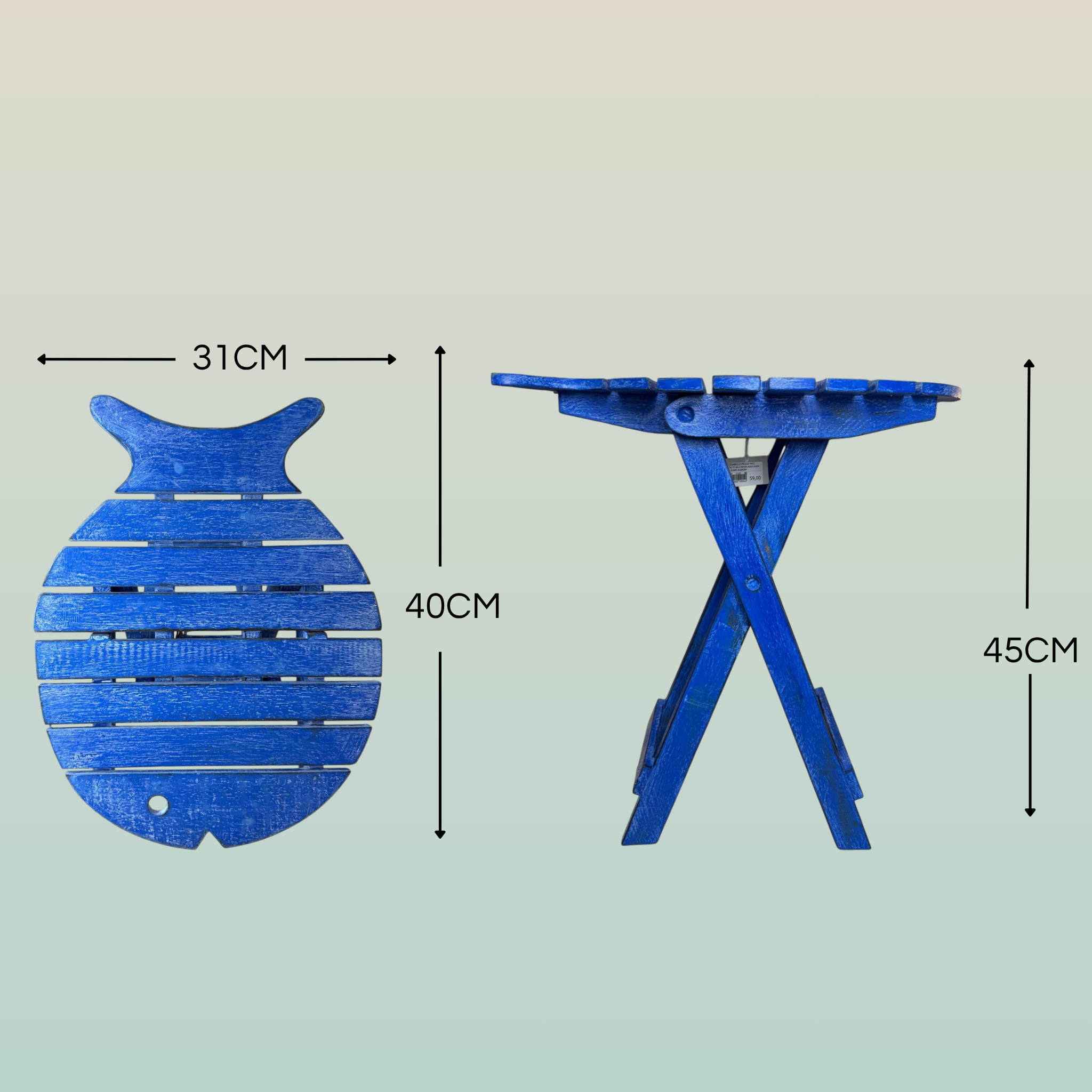 Sgabello Pesce Pieghevole Alto – Design Marino Artigianale