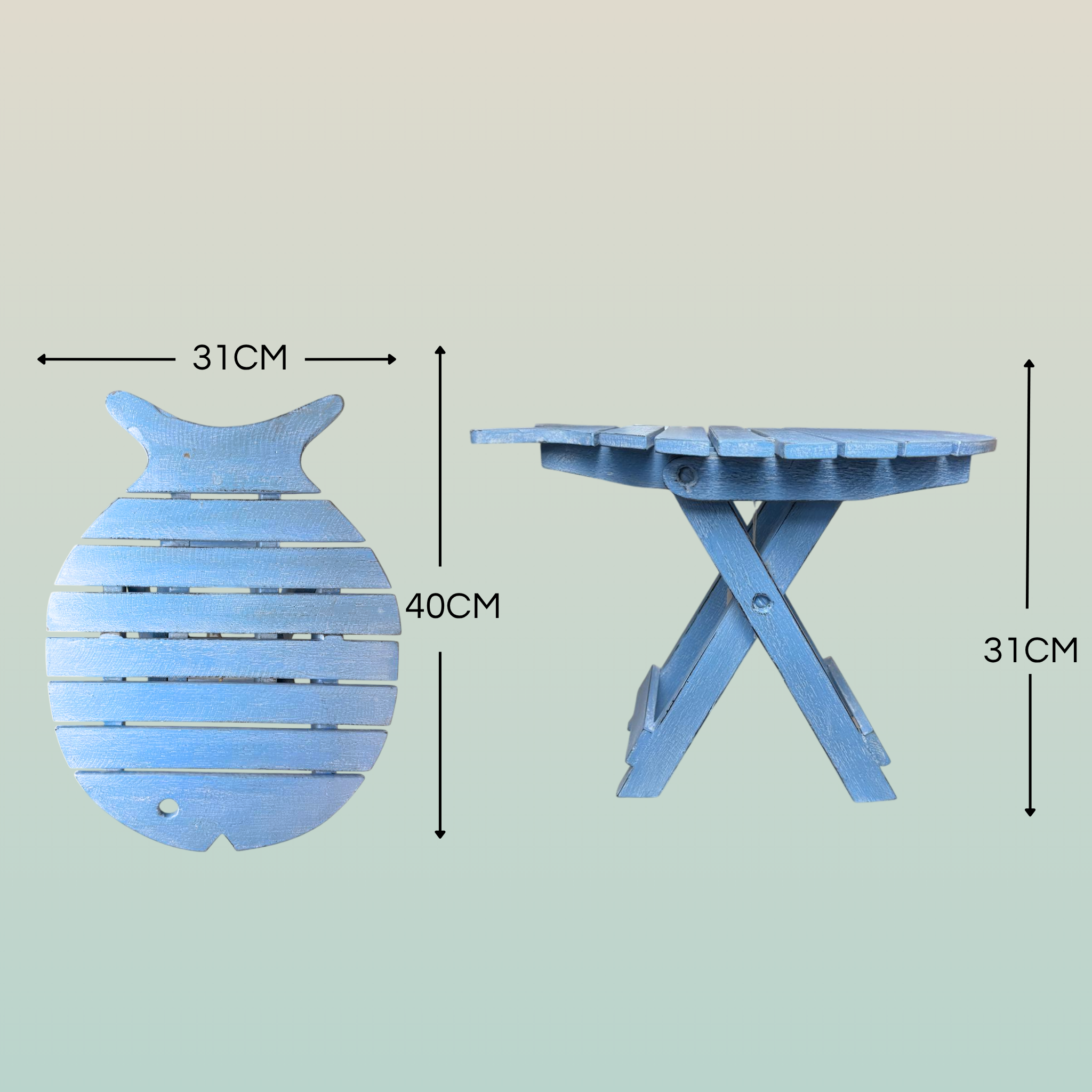 Sgabello Pesce Pieghevole Basso – Design Marino Artigianale