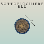 Sottobicchiere Dark Brown con Palline di Legno Ø12 cm – Blu Navy / Turchese