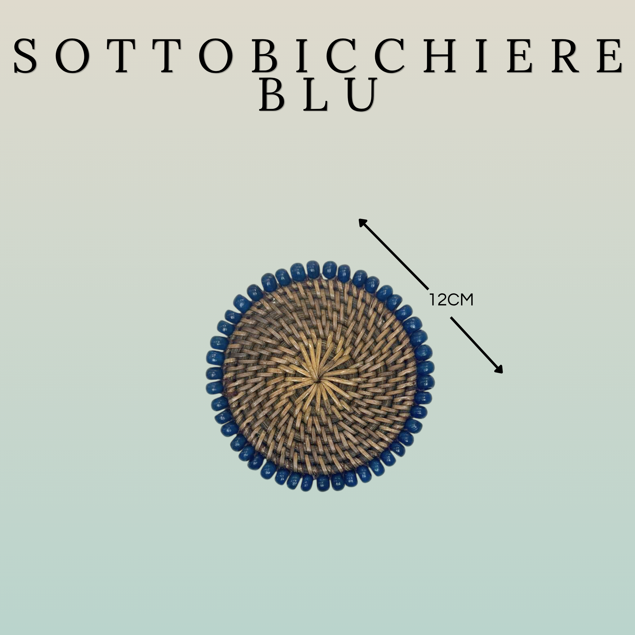 Sottobicchiere Dark Brown con Palline di Legno Ø12 cm – Blu Navy / Turchese
