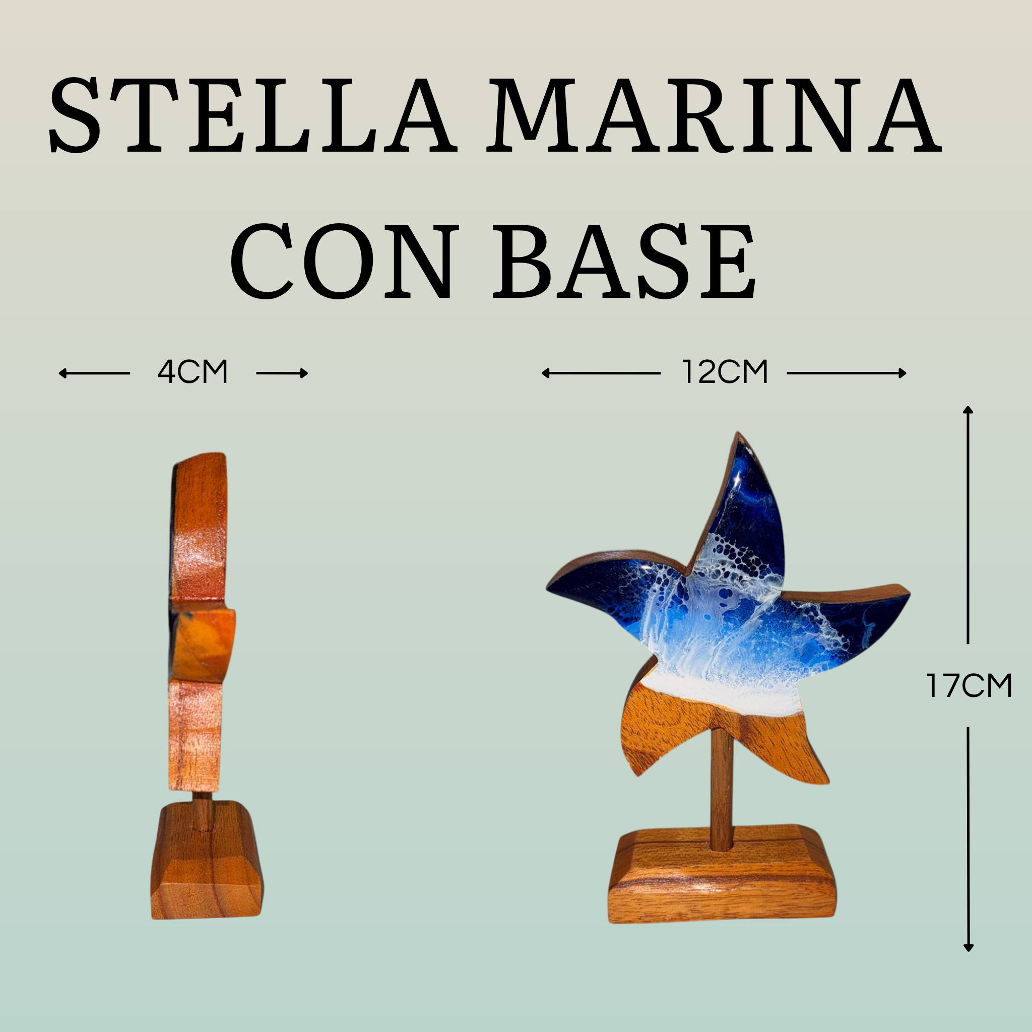 Figure Marine in Legno e Resina Epossidica con Base – Soprammobile