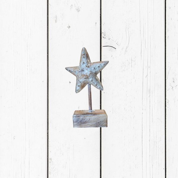 Stella Marina Piccola su Base in Legno Bianca