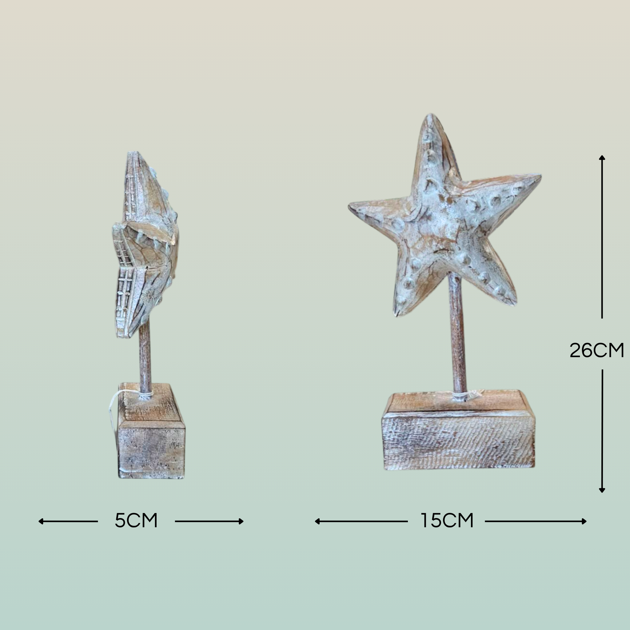 Stella Marina Piccola su Base in Legno Bianca