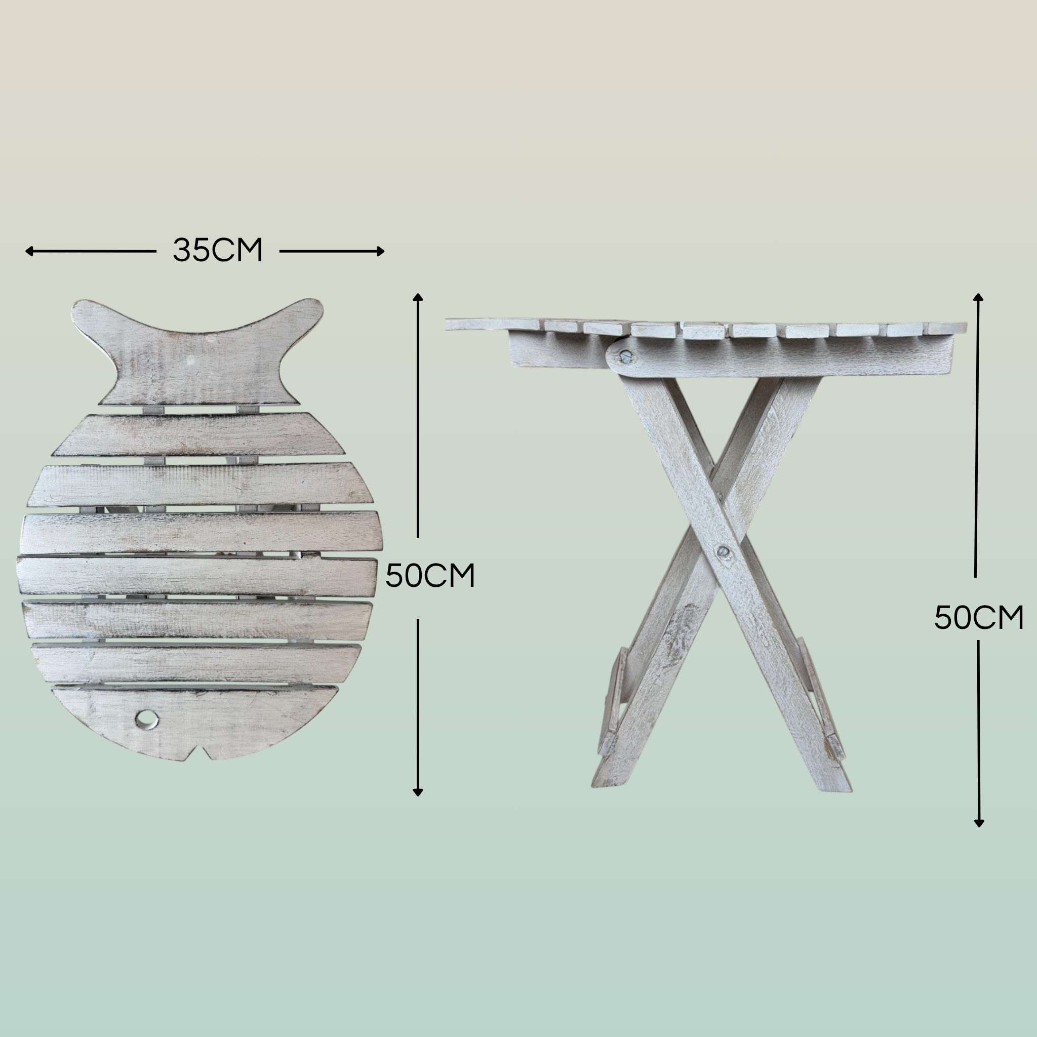 Tavolino Medio Pesce Pieghevole – Design Marino Artigianale