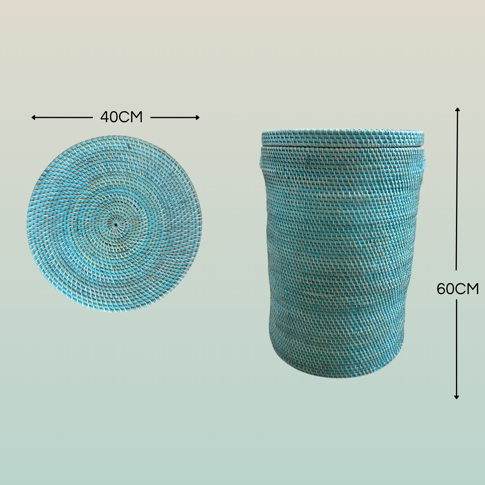 Portabiancheria in Rattan Tondo  – Cesto Biancheria con Coperchio