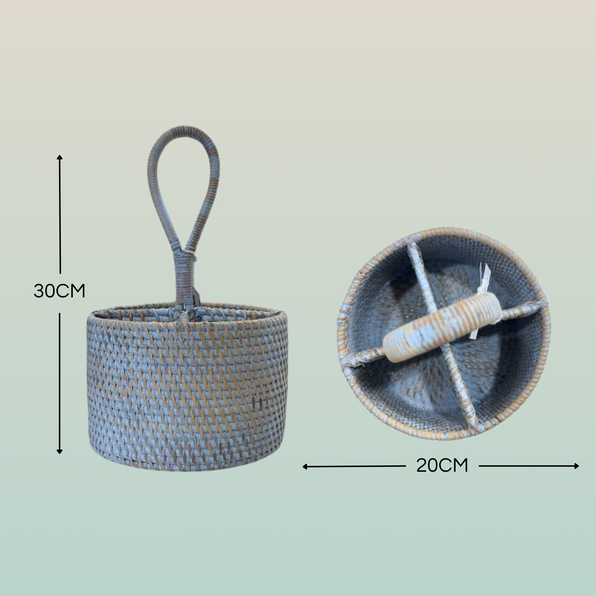 Portaposate Tondo in Rattan – Artigianale Lombok | Ø19x30H cm