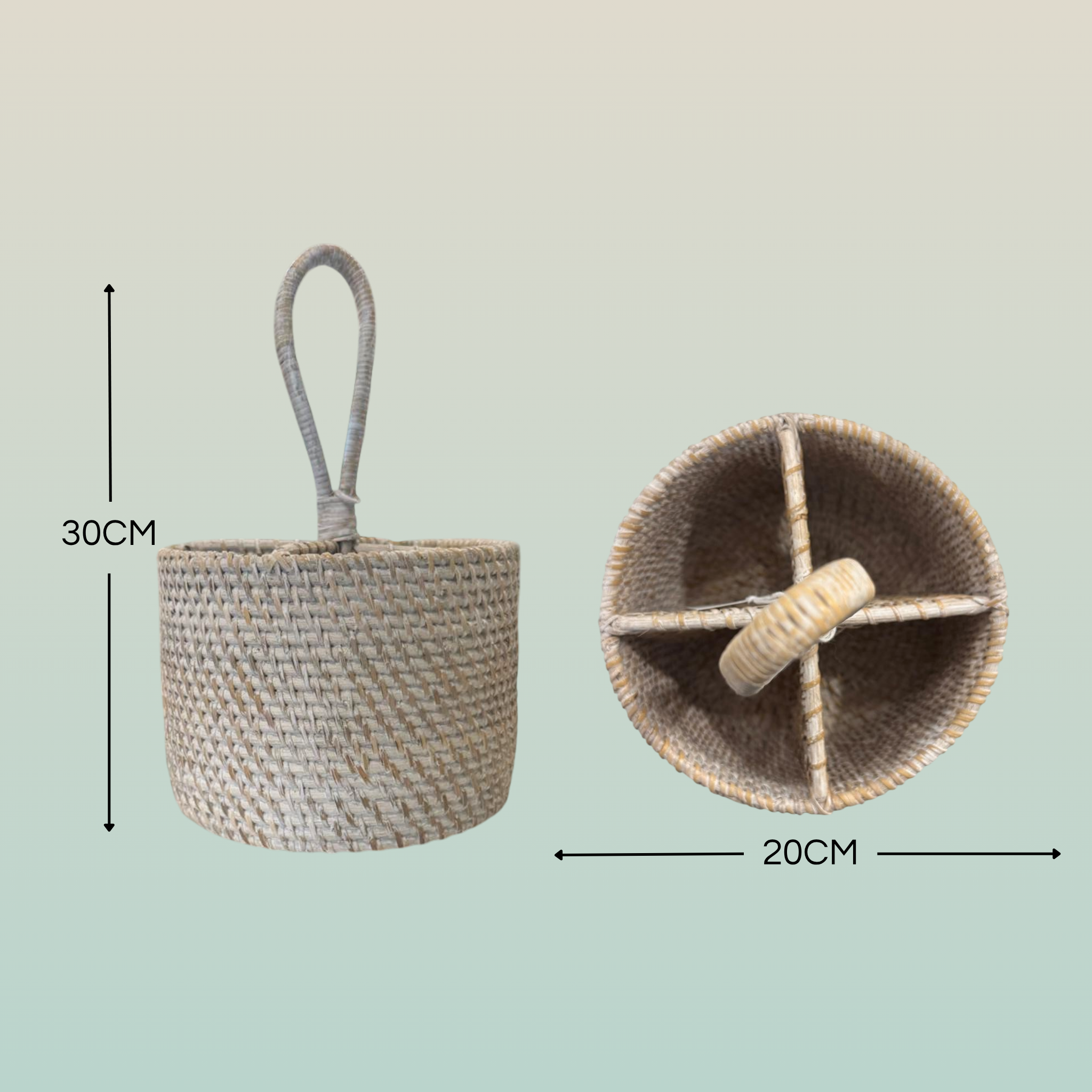 Portaposate Tondo in Rattan – Artigianale Lombok | Ø19x30H cm
